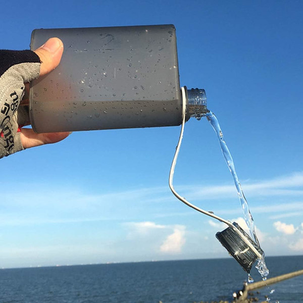 Platt vattenflaska, plast genomskinlig platt vattenflaska camping vattenflaska, återanvändbar smal vattenflaska