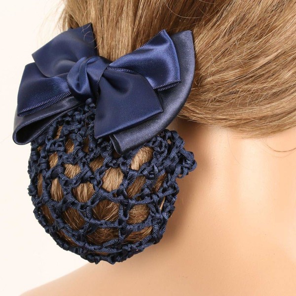 9 delar Bowknot Snood Net Barrette Hårklämma Cover Hårnät Spets Rosettdekor för kvinna, blå