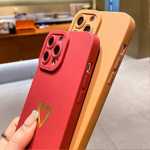 Sødt bling til iPhone XR, Guld Laser Gradient Farve Skitse Belægning Kærligheds Hjerte Etui med Linse Kamerabeskyttelse, Blød
