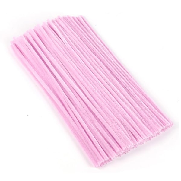 100 stycken piprensare, Chenilletråd 6mm x 30cm, Piprensare för hantverk DIY-projekt Chenilletråd Macaron light pink