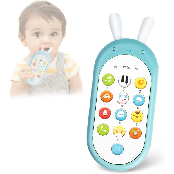 Babytelefonleksaker, Baby Toys 6 till 12 månader Baby Låtsas Telefon Lek Telefon Interaktiva Leksaker med Mjuka Färgförändrande Ljus, Olika Musikljud