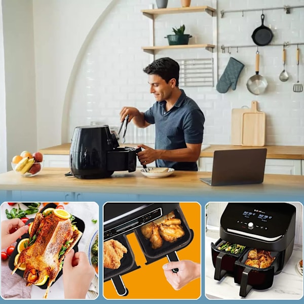 2-pack airfryer för Ninja Foodi AF400EU AF300EU Dubbla Lager SL400EU 9.5L, Instant Pot Ultenic MasterPRO airfryer