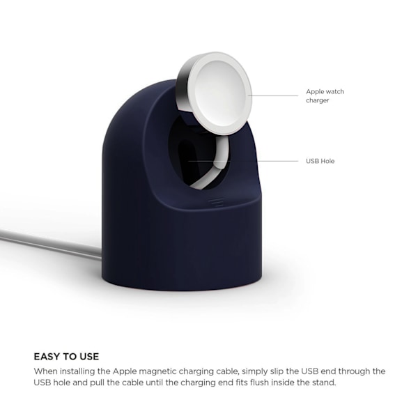 Passer til Apple Watch 1/2/3/4/5/6/7, 8 silikone retro ensfarvet simpel opladningsbase skrivebordsladestander
