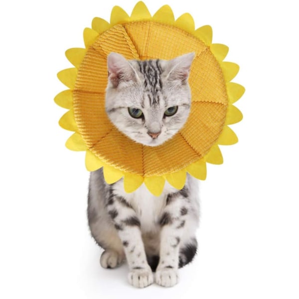 Kattåterställningshalsband Mjukt avsmalnande halsbandsskydd för katter i bomull Avsmalnande justerbart fästkrage för katter och valpar, gul