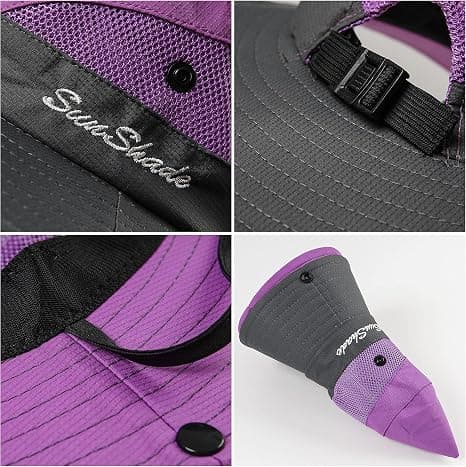 Dam UV-skydd - Fällbar solhatt i mesh med bred brätte och hästsvanshål purple