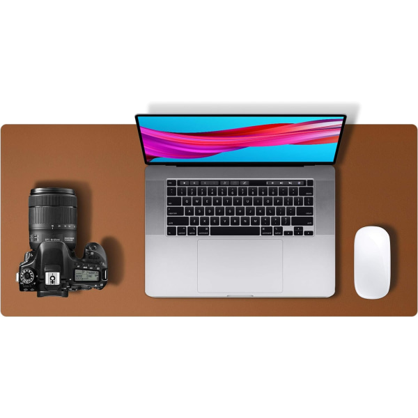 Läder Skrivbordsunderläggsskydd, Halkskyddande PU-Läder Skrivbordsunderlägg, Laptop Skrivbordsunderlägg, Vattentätt Skrivbordsunderlägg för Kontor och Hem Brown 23.6" x 13.7"