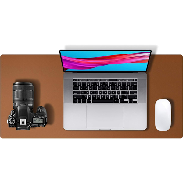 Læder Skrivebordsunderlag, Skridsikker PU Læder Skrivebordsunderlag, Laptop Skrivebordsunderlag, Vandafvisende Skrivebordsunderlag til Kontor og Hjem Brown 23.6" x 13.7"