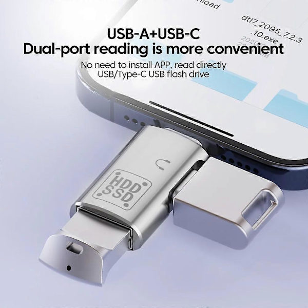 JS-109 Type-C OTG Adapter til digitalt headset og U-disk, USB-C til Type-C/USB 3.0 konverter - Sølv