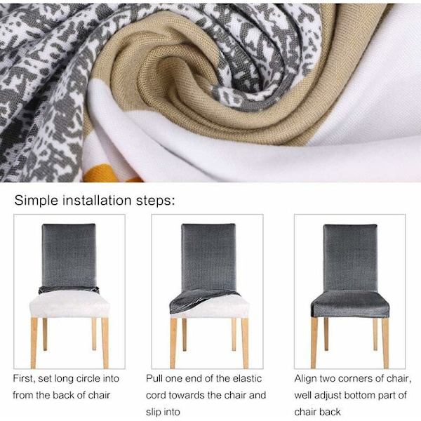 Elastisk stolsöverdrag Tryckt stolsöverdrag Avtagbar och tvättbar Bukett Hem Hotell Stolsöverdrag (Gul, 4 stycken)