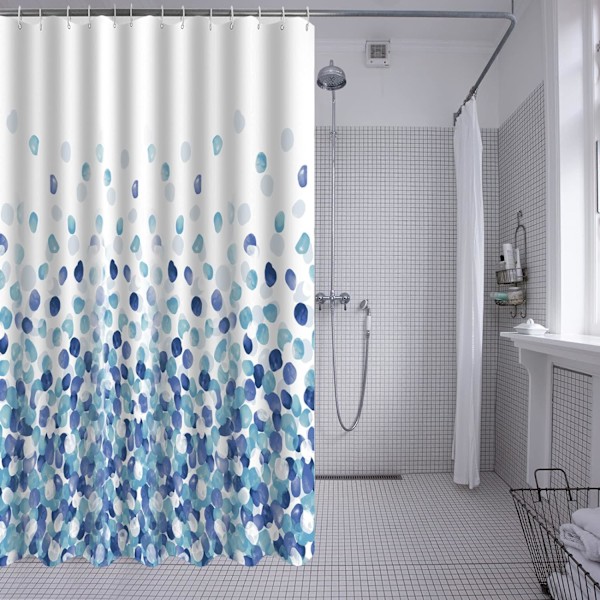 Bruseforhæng, 180x200cm, Maskinvaskbart Polyester Bruseforhæng, 12 Kroge
