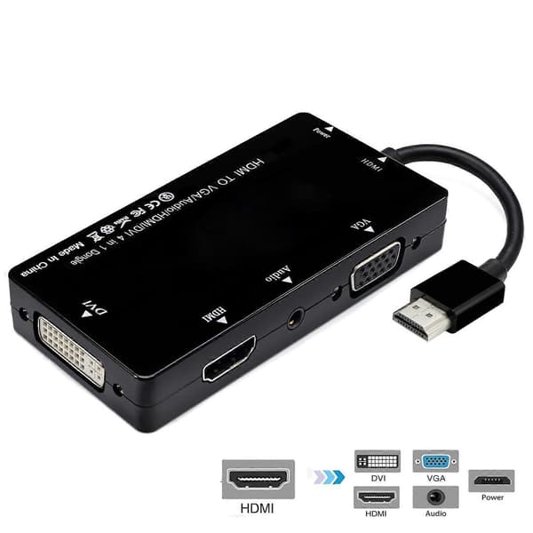 HDMI til VGA/Audio/HDMI/DVI 4-i-1 Dongle - Svart
