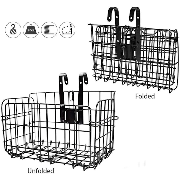 Fjellsykkelkurv Sykkelkurv Sammenleggbar Metallnett Front Sammenleggbar Bakre Sykkelkurv Nettstativ Bærer for Fjellsykkel Tilbehør