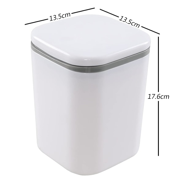 2 liters mini papperskorg för skrivbord, små små papperskorgar i plast, vit