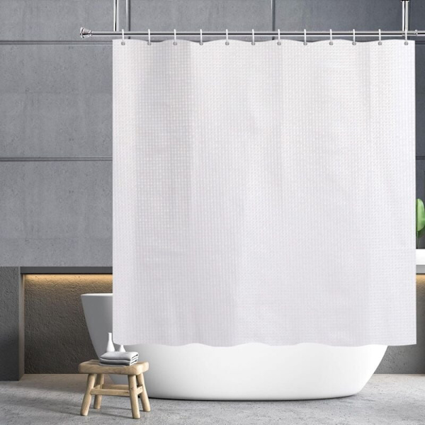 Våffel Duschdraperi Tvättbart Vattentätt Mögelresistent med Hängögla 180x90cm Lämpligt för Dusch