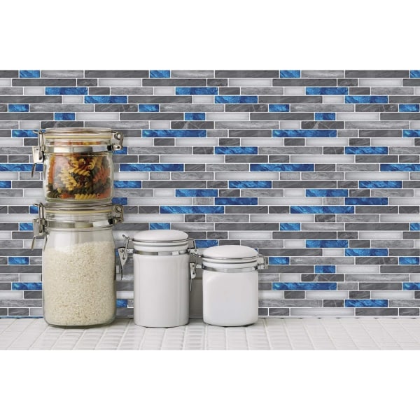 10 kappaletta, sininen itseliimautuva laatta, kylpyhuoneen seinälaattatarra, mosaiikkitehoste, 30x30cm