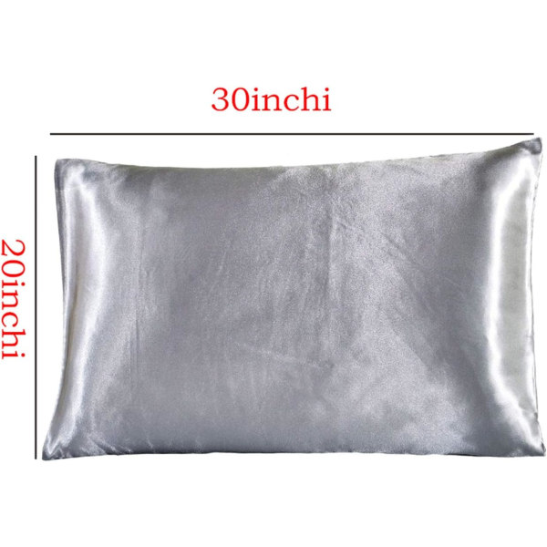 Örngott Paket med 2 st 50 x 75 cm Standardstorlek - Extra mjuka släta fiberkuddar för hår och hud, kuvertförslutning, silvergrå