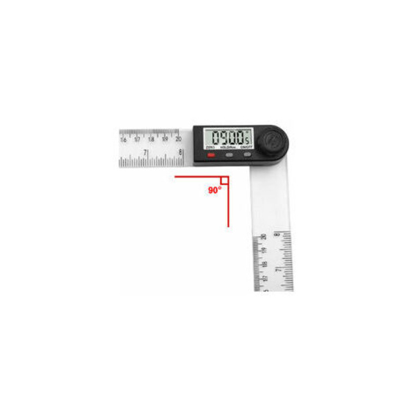 Digital vinkelmätare, gradskiva, ABS-plast 200 mm längd och vinkelmätning med HOLD/Rev, LCD-display, mm/tum, för träbearbetning/konstruktion
