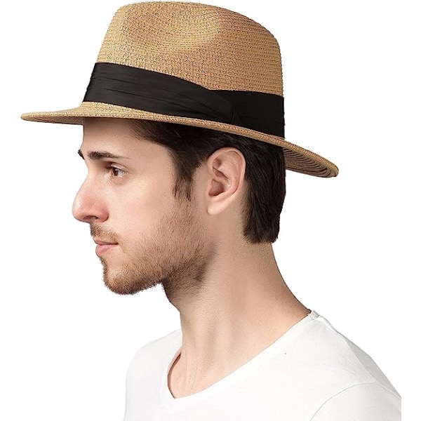 Sommarstrandsolhattar för män Vikbar diskettresor Packbar Staw-hatt, hatt med bred brätte