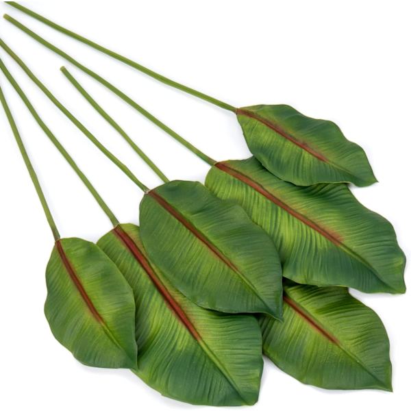 6 st konstgjorda bananblad med böjbara stjälkar, konstgjorda bananblad realistiska palmblad