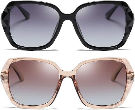 2 stk Oversized Polariserte Solbriller for Kvinner Trendy Klassiske Dame Solbriller UV400 Beskyttelse