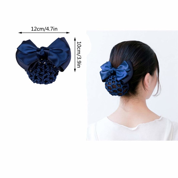 9 delar Bowknot Snood Net Barrette Hårklämma Cover Hårnät Spets Rosettdekor för kvinna, blå