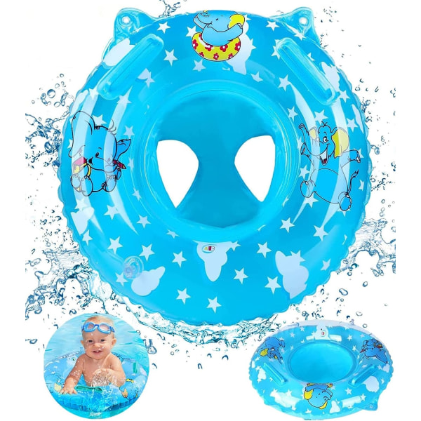 Inflatable Baby Pool Float - Baby Swim Ring with Safety Handle and Float Seat for 3M-3Yrs