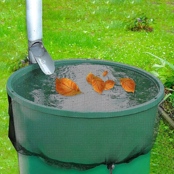 Regnvandsbeholdernet, Regnvandsbeholdernetdæksel Mesh Bucket Net Justerbar Udendørs Have Regnvandsbeholderdæksel (95cm Diameter Sort)