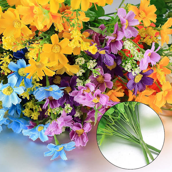 5 st konstgjorda blommor, konstgjorda prästkragar, vilda blommor, växtbuketter för inomhus- och utomhusbruk, heminredning