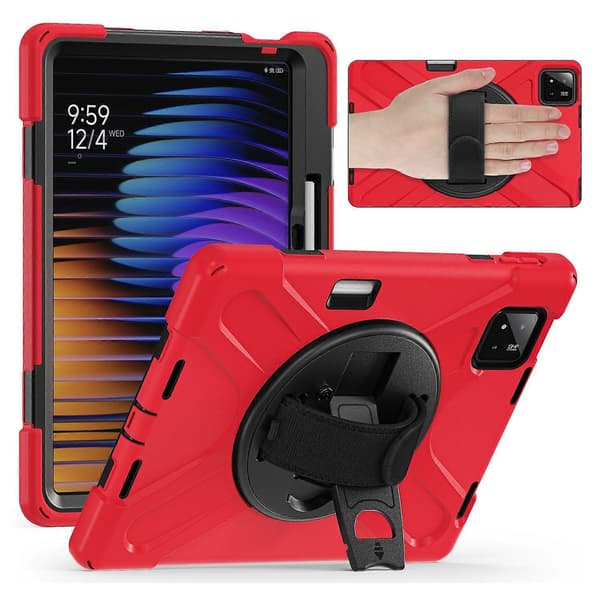 För Xiaomi Pad 7 Fodral TPU+PC+Silikon Ställ Anti-Fall Tablet Skydd - Röd