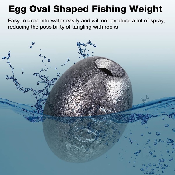 20 kpl Egg Shape Sikers oliivin muotoinen sinker - painonheitin kalastukseen Pohjakalastusvälineet Kalastuspainot , yksi 10g