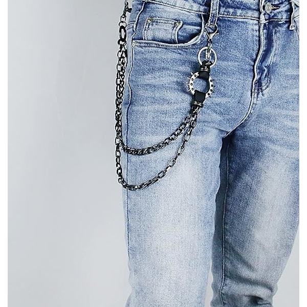 Unisex Punk-kæder til bukser, Heavy Duty bæltekæder Hip Hop bukser Jeans-kæde med hummerlåse til pung nøgler