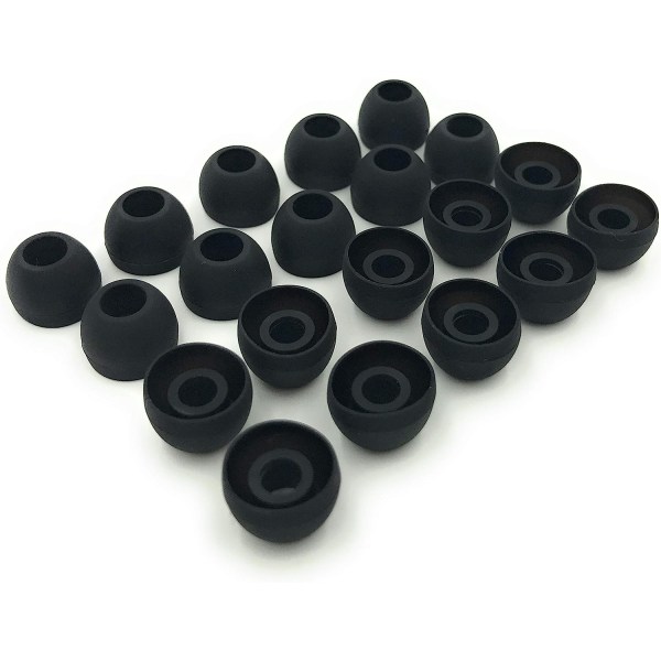 10 par mellomstore silikonørepropper – svart
