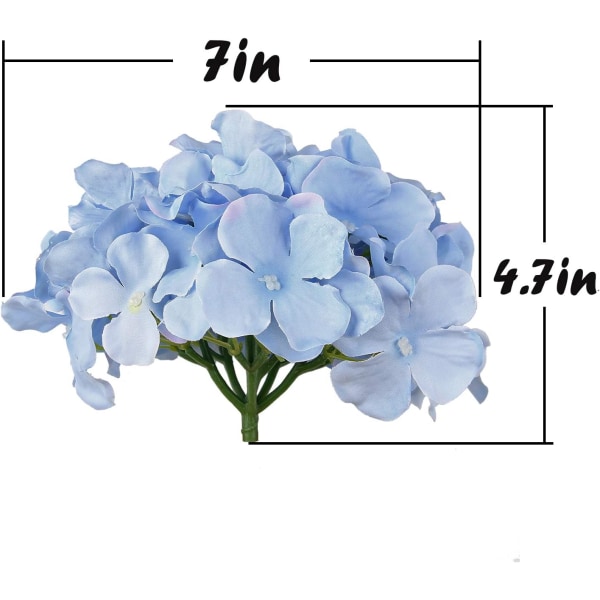 Silke Hortensiahoveder Kunstige Blomsterhoveder til Hjemmebryllupsdekoration, Pakke med 10 light blue