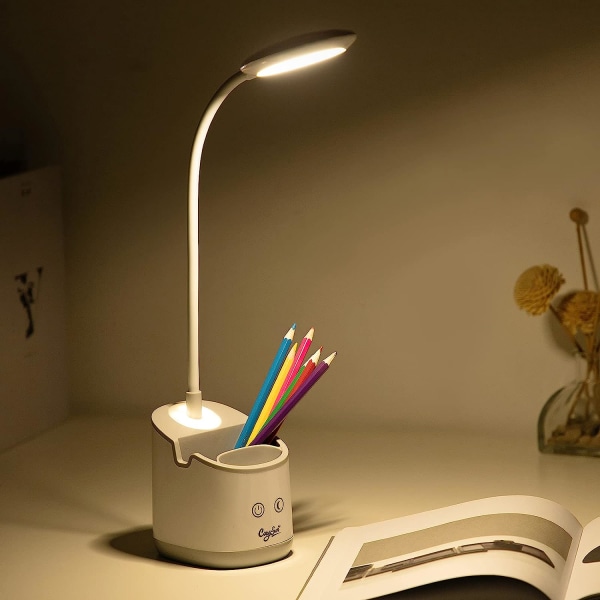 Skrivbordslampa för barn 3 ljuslägen USB laddningsbar 1800mAh Li-batteriläslampa med nattljus
