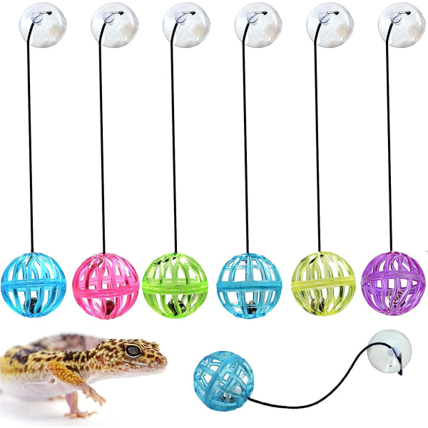 7 Pack Bearded Dragon Toy Kring Ball, Reptile Lizard Toy Ball, Random Colors