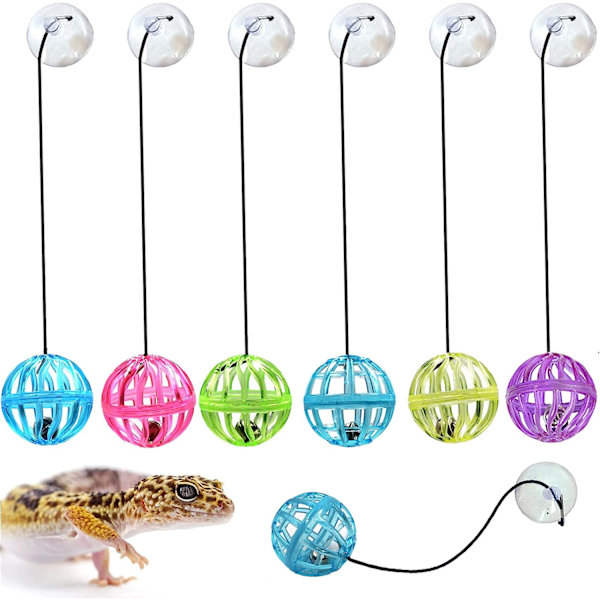 7-pack leksakskringla för skäggagam, reptilödla leksaksboll, slumpmässiga färger