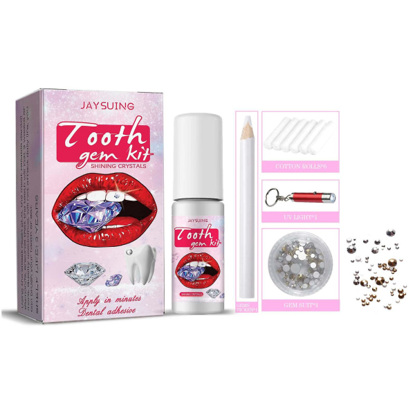 Dental Crystal Set med härdningslampa och lim, 1 Crystal Jewelry Starter Set
