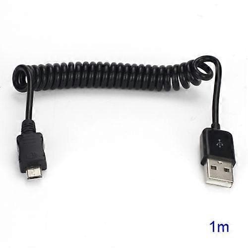 Oprullet USB 2.0 Han til Micro USB 5 Pin Opladnings- og Dataoverførselskabel, Længde: 1M