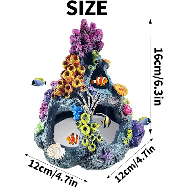 Betta Koraldekoration til Akvarium Harpiks, Bjerg Hule Ornamenter til Betta Fisk, Koraldekorationer Fisk Ly