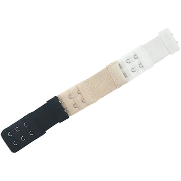 Pakke med 3 BH-stroppforlengere Elastiske forlengersett 2 kroker (Hvit, svart og hudfarger) Style 2