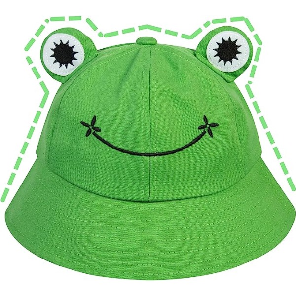 Chalier Frog Bucket Hat för män eller kvinnor Utomhus hopfällbara strandsolhattar Sommar Söt Cap i bomull