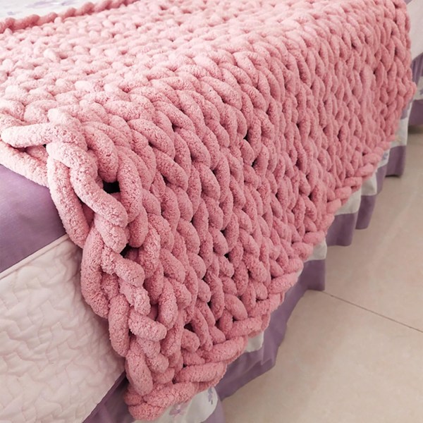 500g (250gx2) Chunky Garnboll ca 54m Chenille Chunky Pälsgarn Mjuk Ull Chunky Garn Mjuk Stickgarn för Virkade Filtar Halsdukar Hattar Skin pink