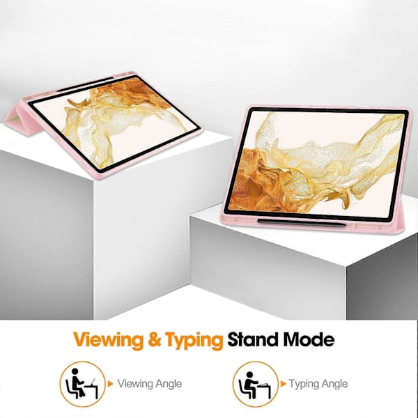 Stativfodral för Samsung Galaxy Tab S10+ Stötdämpande Läder Tabletskydd med Pennhållare - Rosa