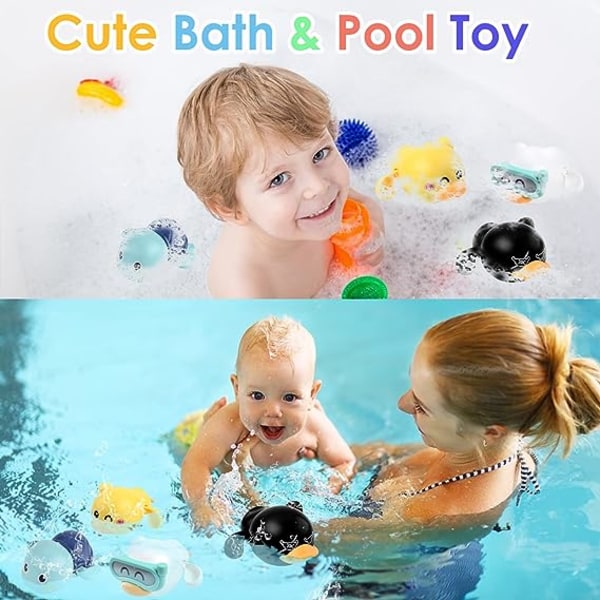 Toddler badelegetøj Legetøj til badekar med urværk Legetøj til babypool Vandlegetøj Fire stykker