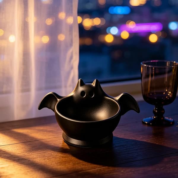 Halloween slikskål, sød spøgelsesbakke til nøgler, smykker, indretning, sort Black
