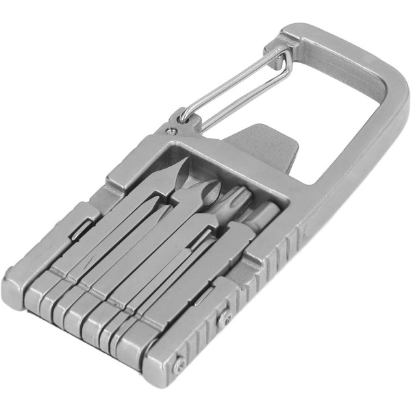 Nyckelring Multitool 12 i 1 hopfällbar rostfritt stål Multi Tool Utomhus skruvmejselbit, bärbart fickverktyg