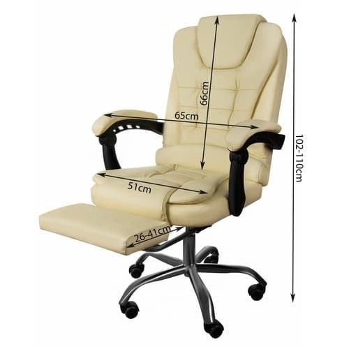 Kontorstol med fodstøtte - Kontorstol - Kunstlæder beige