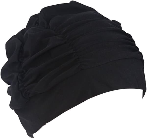 Kvinnors plisserade tyg simmössa simmössa duschmössa (svart, 1-pack)