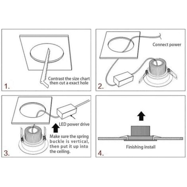 7W LED Downlight, dæmpbar, sort, ekstra flad, 5-pak, hvidt lys 6000K, udskæring 80-90mm, til badeværelse, køkken, stue, gang
