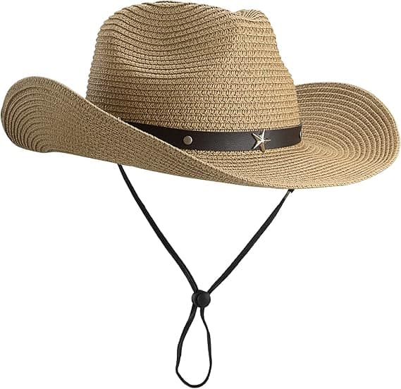 Panama Fedora Hat til Kvinder - Cowboyhat i Strå - Strandhat - Bredskygget Solhat